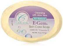 Carlson – E-Gem Skin Care Soap, Hydrating Cleansing Bar, 1000 IU Vitamin E per Bar + Aloe, Fresh Lemon Scent
