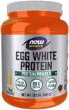 NOW Sports Nutrition, Egg White Protein, 20 G With BCAAs, Creamy Vanilla Powder